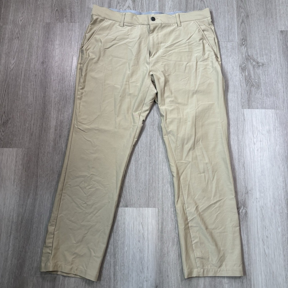 Adidas Golf Mens Tan Khaki Performance Flat Front Trousers Pants 35x30